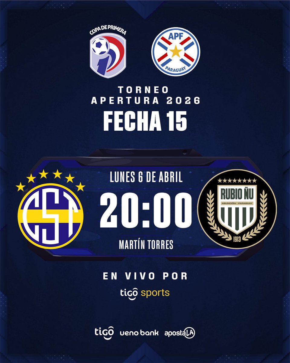 Cierre estelar con un clásico

<a href="/CST_1935/">Club Sportivo Trinidense</a> vs. <a href="/rubionu1913/">Club Rubio Ñu</a>, a partir de las 20:00, por la fecha 15 del Apertura.

🗞️ lnk.ec/Mu6A_J

#AperturaAPF2026 🇵🇾
#CopaDePrimera 🏆