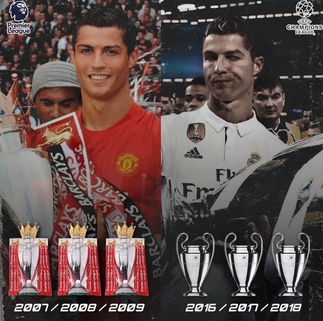 _ahm3x's tweet photo. The two toughest trophies for a player to win, Cristiano Ronaldo has threepeated both. 🐐 https://t.co/AFDob3VfNN