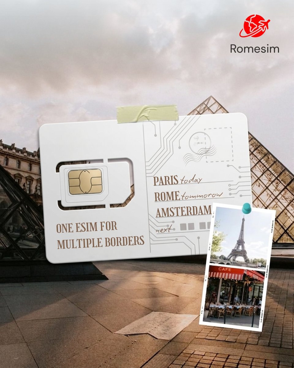 Romesim_World's tweet image. Paris today, Rome tomorrow, Amsterdam next 

One eSIM for every border, so your journey stays connected without interruptions.

Travel across Europe with ROMESIM.
Get your plan now at romesim.com | DM us for instant support.

#ROMESIM #EuropeTravel #eSIM #TravelSmart