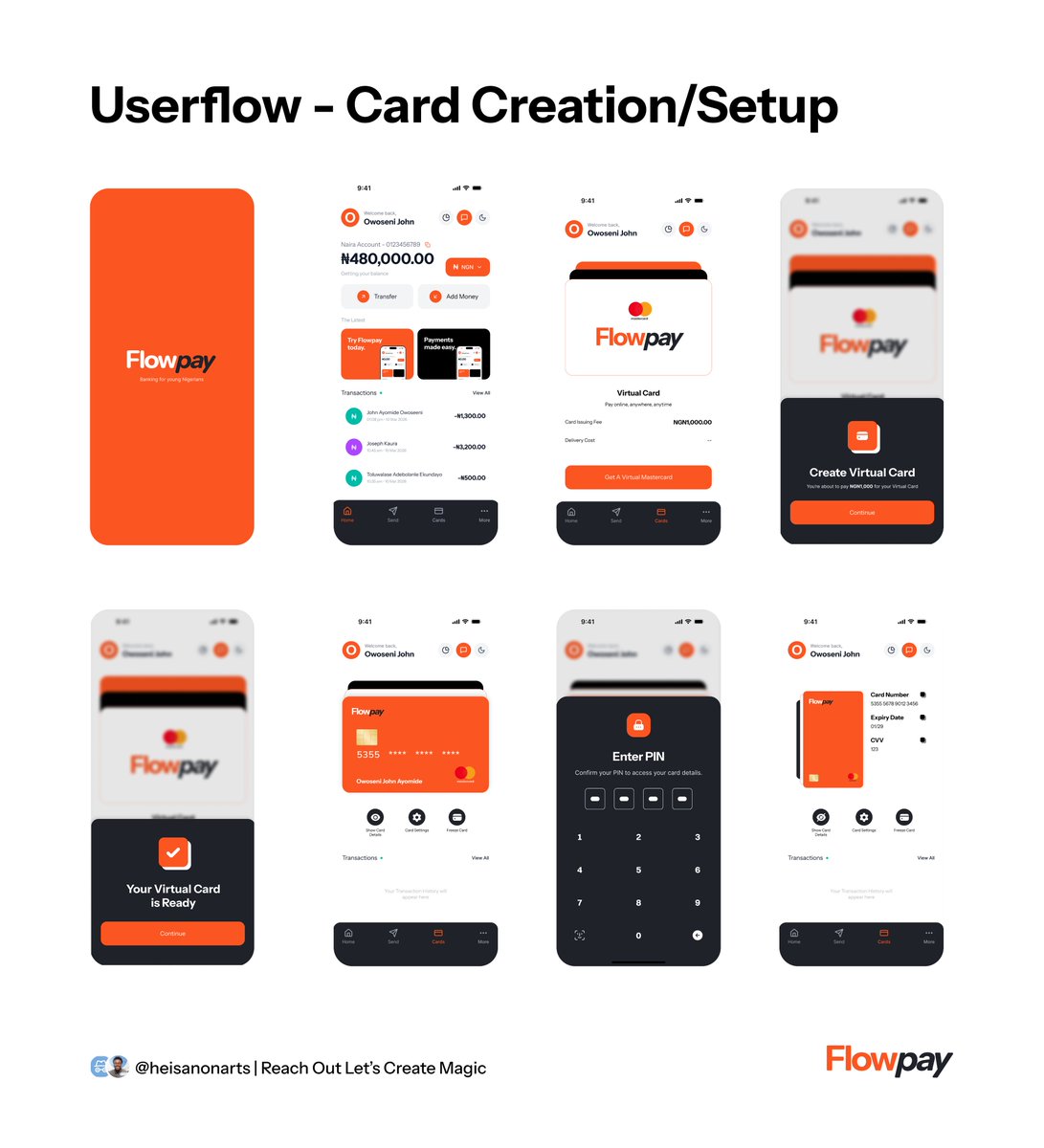 johnowosenijr's tweet photo. Userflow - Card Creation/Setup for Fintech App Brand - Flowpay(Fictional)🔥 #design #UIUX https://t.co/HCjxurhoPO