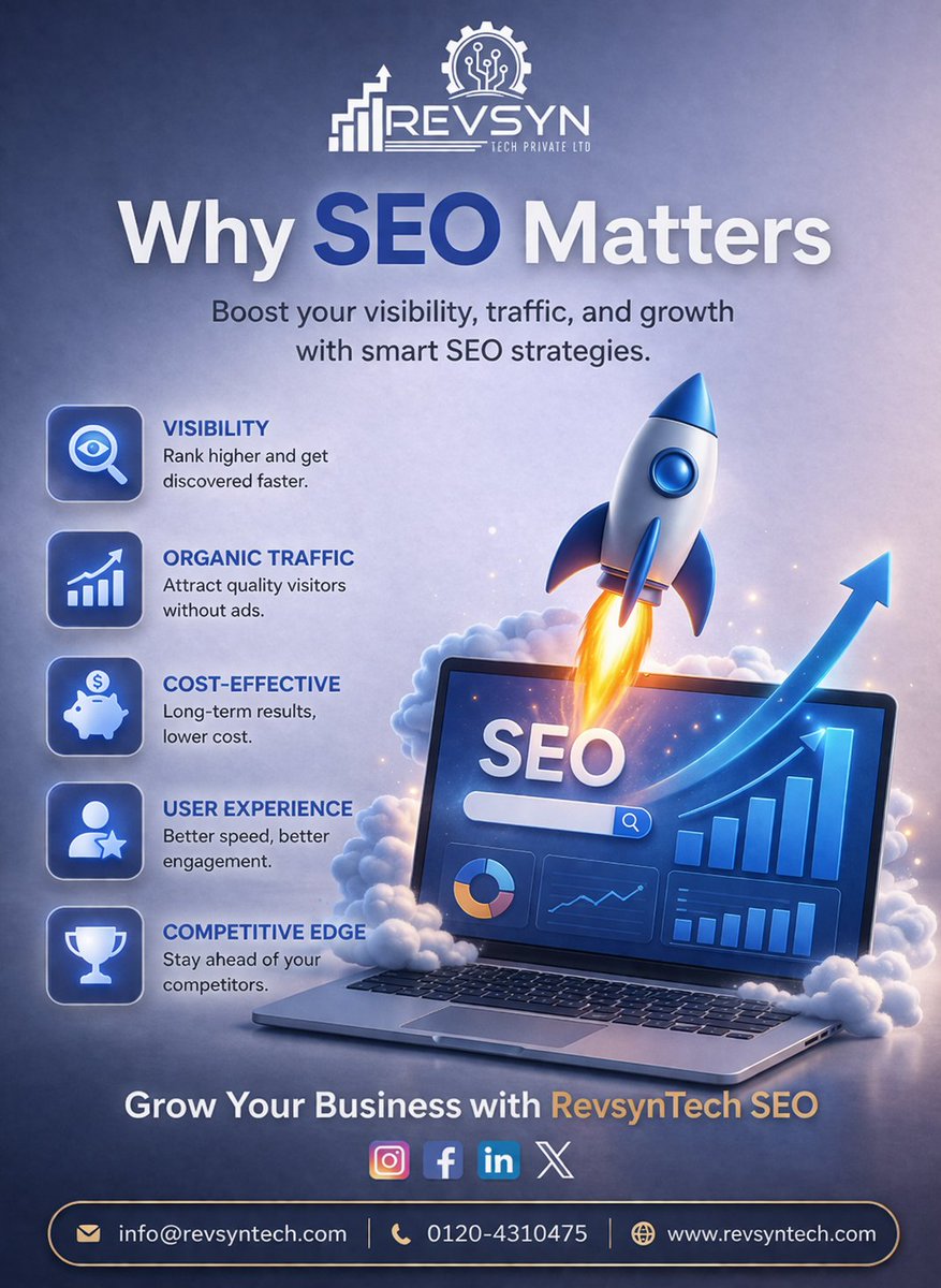 Revsyntech's tweet photo. Want your business to take off? SEO is the fuel you need. Boost visibility, attract organic traffic, and stay ahead of the competition with smart SEO strategies.

📩 info@revsyntech.com

🌐 https://t.co/QSvX9G4xa9

☎️ 0120-4310475

#DigitalMarketing #SearchEngineOptimization https://t.co/5wyxumXbEe