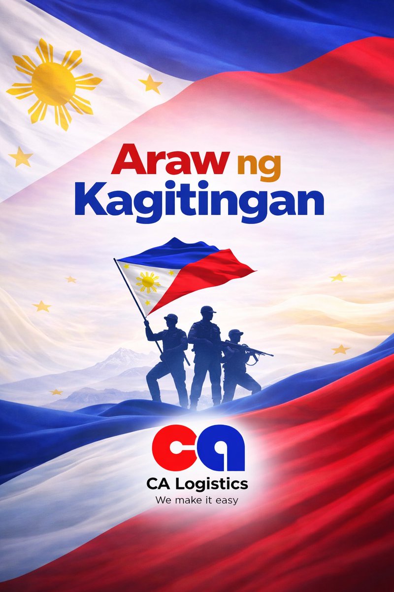 calogisticscorp's tweet image. Ngayong araw, ating pinararangalan ang kagitingan ng mga nagpakita ng tapang at katatagan.
Nawa’y patuloy tayong gabayan ng kanilang pamana tungo sa mas matatag at makabuluhang hinaharap. 🇵🇭
#wedeliverthepromise
#makeiteasy
#calogistics
#logistics