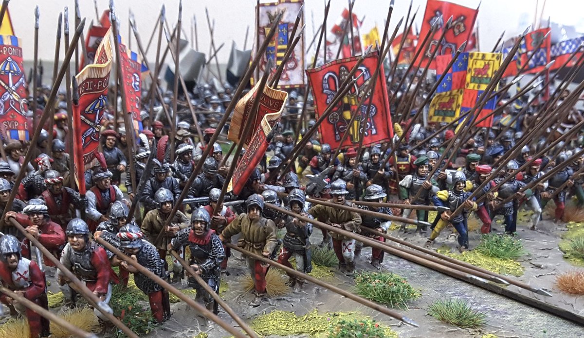 yarkshiregamer's tweet image. Some of the units that will be at #salute53, these were all done in one burst of productivity about 8-9 years ago, mostly 28mm Foundry &amp;amp; Perry, mostly #Papal or Italian Condottieri, veterans of many battles now.
#wargames #hobby #history #tabletopgaming