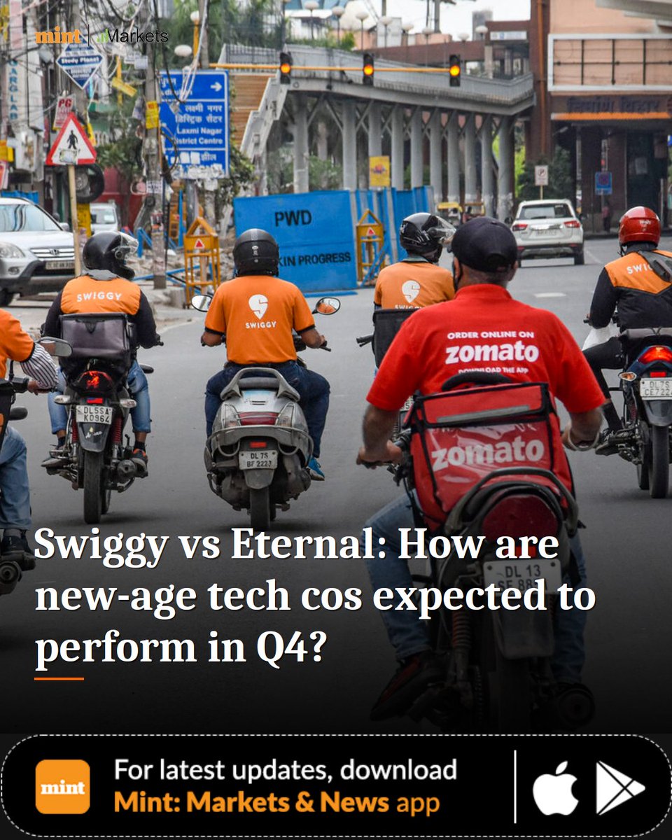 MarketsByMint's tweet photo. Dive into Swiggy &amp; Eternal's Q4FY26 outlook: Both anticipate strong growth. Eternal leads profit; Swiggy sees revenue growth as EBITDA losses improve.

https://t.co/O20WTbYvK1

#Livemint #Swiggy #Eternal #Q4FY26Results #TechPerformance #MintMarkets https://t.co/bDukkLiNrw