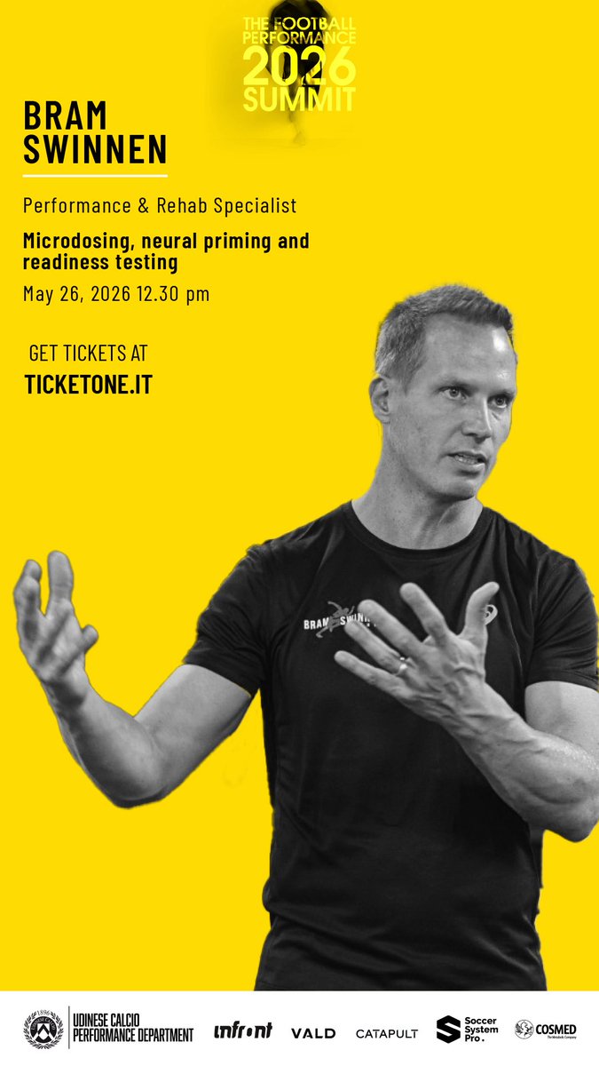 udiperformance's tweet photo. 🎤 Bram Swinnen @Int_Performance joins the Football Performance Summit 2026
⚡ Former S&C at RSC Anderlecht @rscanderlecht
🧠 Expert in microdosing & neural priming
📊 May 26 | 12:30
🎟️ https://t.co/qWpOUaEEol
#FootballPerformance https://t.co/lPtdqV6Ze1