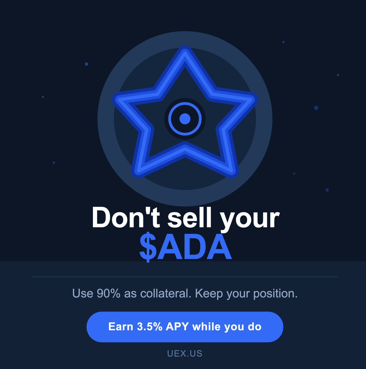 CryptoCrocsClub's tweet image. Holding $ADA but need cash?

Don't sell.

At @uex_us you can use up to 90% of your ADA as collateral and get a crypto loan instantly — keep your position, get your liquidity.

And while it sits there? It earns 3.5% APY daily.

No lock-ups. Deposit via PayPal or Zelle with 0%