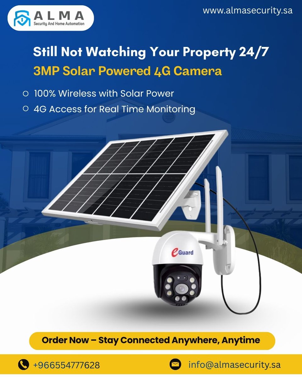 ALMASAFETY1's tweet image. Alma Security provides 3MP 4G camera with solar power and wireless design, ensuring real time monitoring and reliable protection without the need for complex wiring.
almasecurity.sa

#WirelessCamera #SolarSecurity #AlmaSecurity #SmartSurveillance #RemoteMonitoring