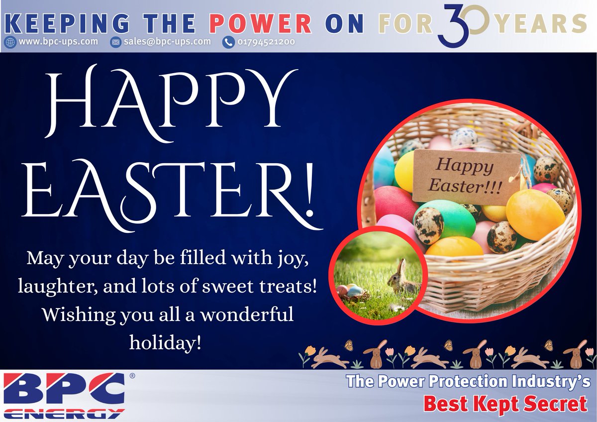 BPCEnergy_UPS's tweet image. Happy Easter everyone! 🐰

May your day be filled with joy, laughter, and lots of sweet treats! Wishing you all a wonderful holiday! 

** We will be returning to the office from tomorrow 7th April 2026.

#HappyEaster #Easter2023 #Celebration #FamilyTime #SpringVibes