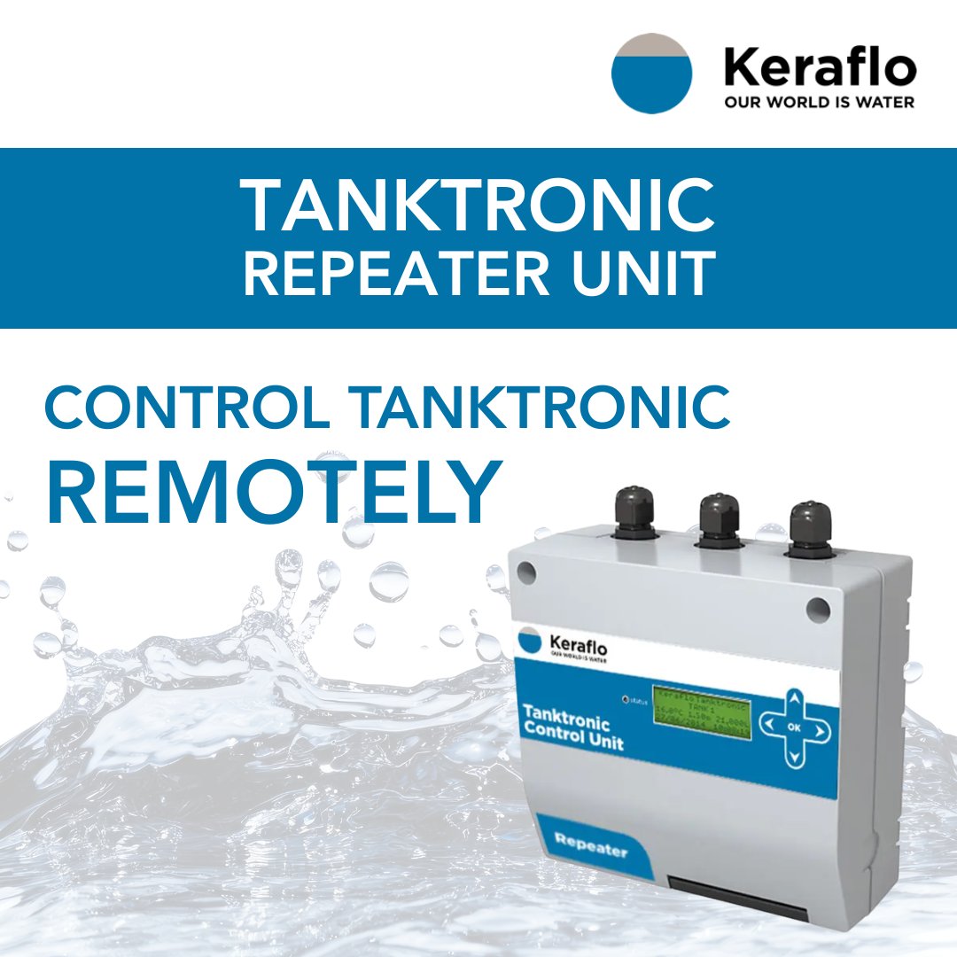 Keraflo's tweet photo. 💧 Smarter tank control, wherever you need it.

The Tanktronic Repeater Unit lets you monitor, control &amp; programme your Keraflo Tanktronic system from up to 100m away—ideal for tank rooms or restricted areas. No separate power needed.

#Keraflo #WaterManagement #SmartBuildings https://t.co/PJkuhEL607