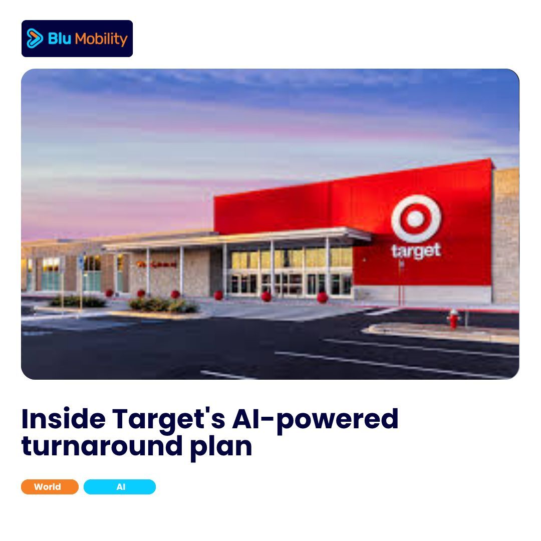 BluMobility's tweet photo. Target,  the eighth-largest retailer in the United States is using AI as the core driver of its turnaround after years of weak sales and increasing competition from rivals like Walmart and Costco. The company is embedding AI across its operations to improve speed. https://t.co/kDIQJdkK9a