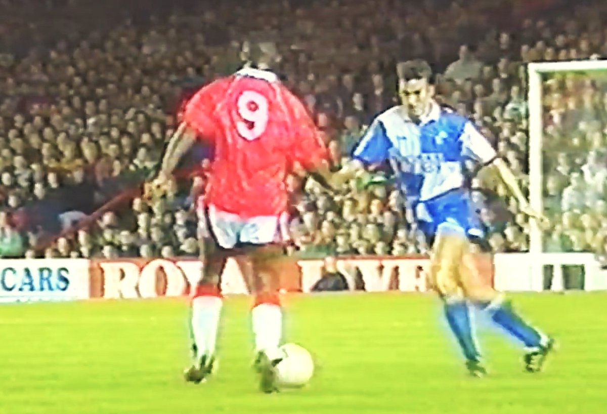 bcfcshirt's tweet photo. ON THIS MATCHDAY 1993 Nicky Morgan fires City in front as City beat Rovers 2-1. Leroy Rosenior takes on Andy Tillson before Brian Tinnion wraps up City's win from the penalty spot, Ian Alexander having handled on the line to earn his annual Ashton Gate red card https://t.co/goymBQpK2T
