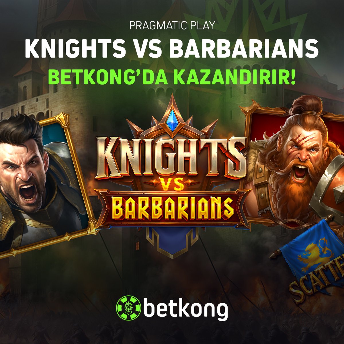 kongresmi's tweet photo. 🎰 BetKong'da Casino Keyfiyle Haftaya Giriş Yap!

⚔️ Şövalyeler mi barbarlar mı? Tarafını seç, Pragmatic Play'in sevilen oyunu Knights vs Barbarians ile kazanç savaşına katıl!

🔗 BetKong Giriş: https://t.co/7YAJbQsCGi https://t.co/qgDnEHLfrV