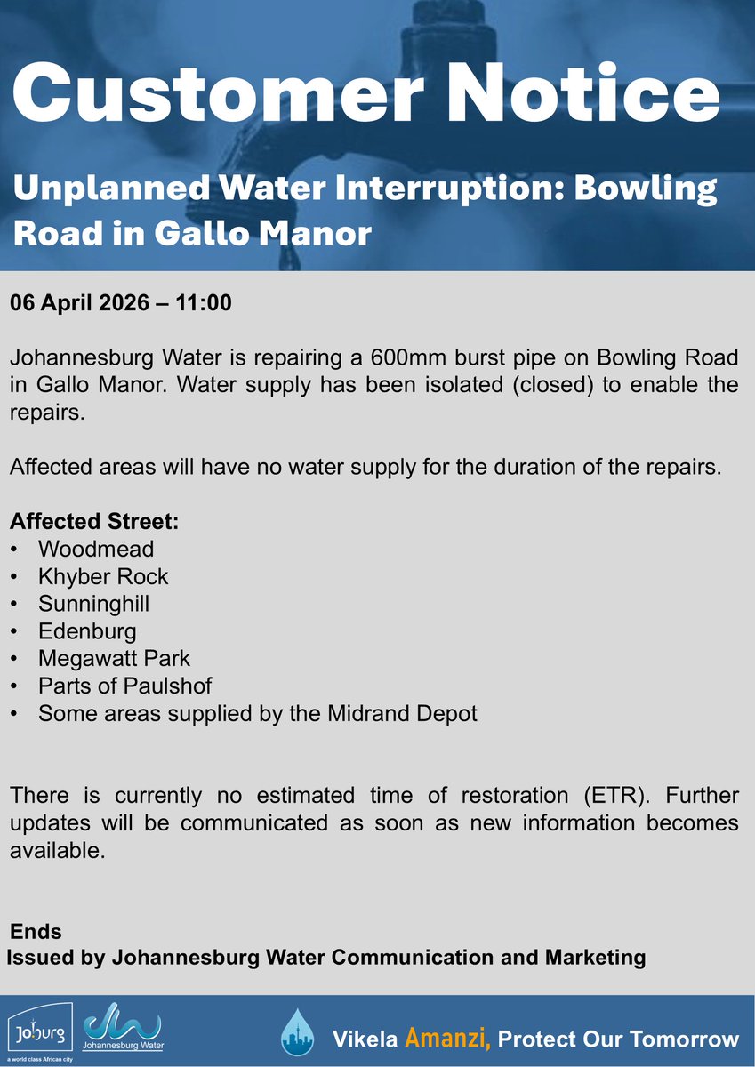 Johannesburg Water tweet media