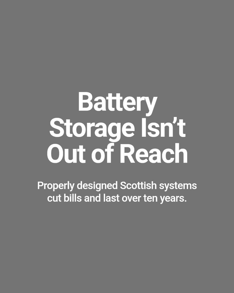 ScotlandEnergy's tweet image. Think battery storage is too costly? Most myths come from outdated info or bad installs. Properly designed systems cut bills, boost independence, and last over a decade in Scottish homes.

scottishenergysaving.co.uk/contact/ #ScotlandGoesSolar #NetZeroScotland