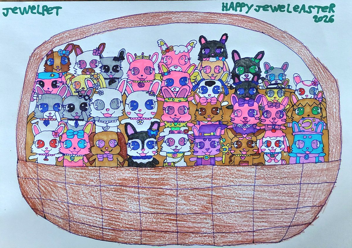 Jewelpetparadis's tweet image. J'ai dessiné ruby luna luea lo lolip anbi amy cora rita ganoa lily panini macaronia eclan trixie akari beni hauyne celestine rubra pearl rachel lolla polly melanie spinel chantilly chalye song tiffy morgan-pearla aurora pink et milca ils sont tous dans le panier de jewelpaques.