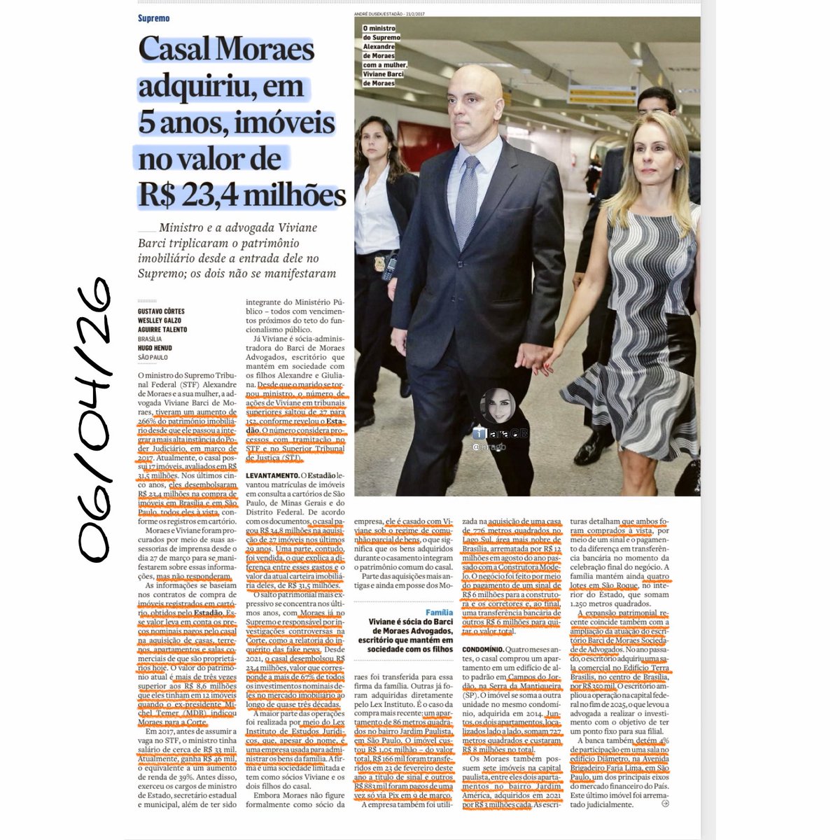 iaragb's tweet photo. Será que o Estadão escapa dessa⁉️

Levantamentos feitos em cartórios… vai colocar gente atrás das grades, como foi com o contador.

Em cinco anos, o casal multiplicou o patrimônio imobiliário de R$ 8,6 mi para R$ 31,5 mi, um salto de 266%. https://t.co/Tn8aF9MKUj