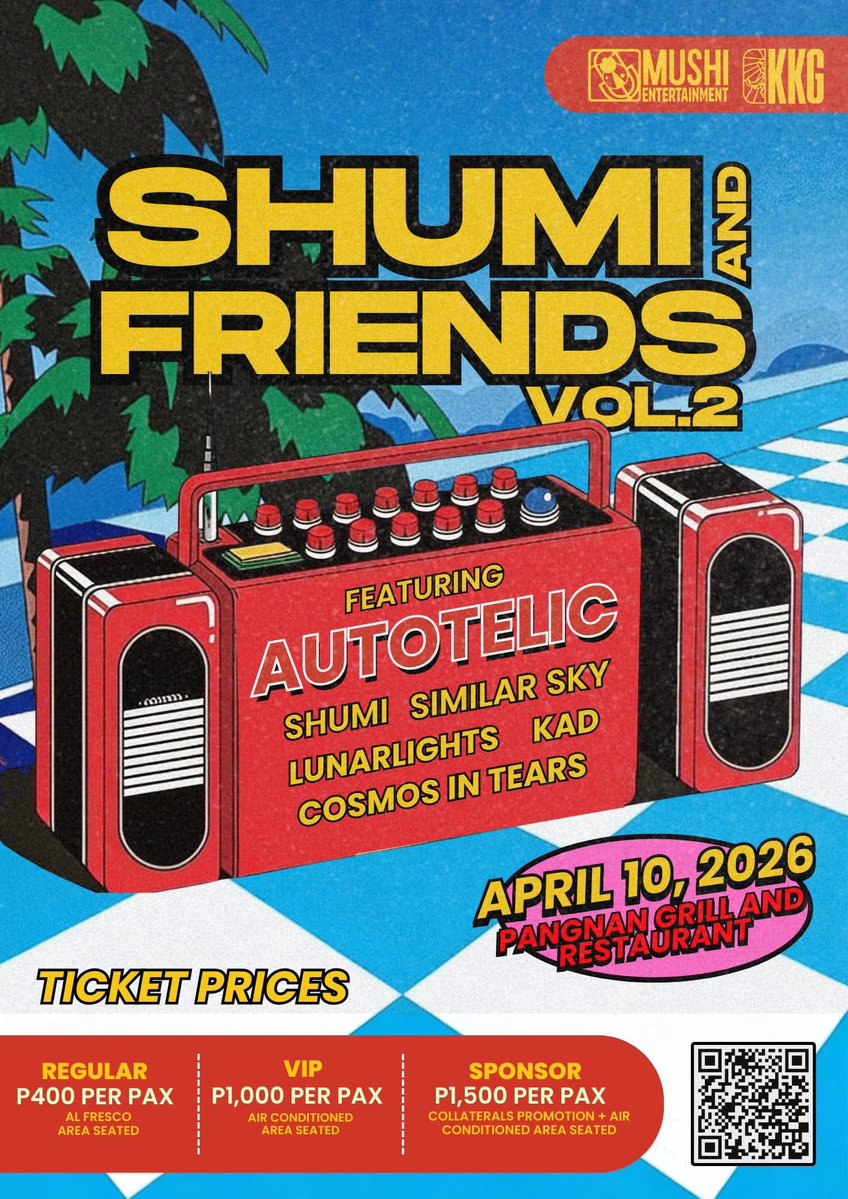 Dalawang gig tayo sa Biyernes. 🎸

TakeOver Lounge - Yellow Room Summer Kick-Off

Pangnan Grill and Restaurant - Shumi and Friends Vol. 2

See you!