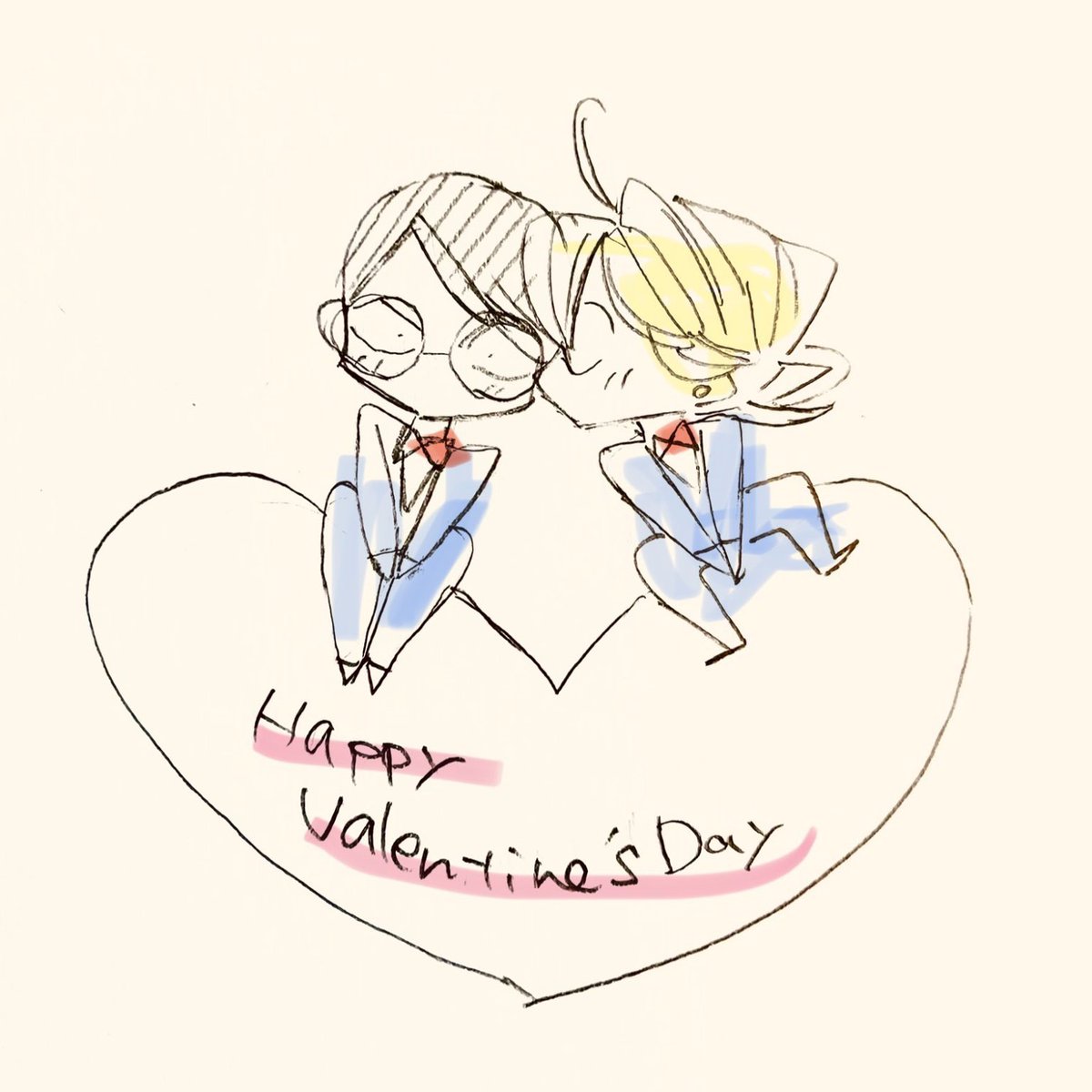 onigiroe's tweet photo. remembering asumiko-sensei’s adorable illustrations of kusajou kissing each other’s cheeks for valentine’s and white day is enough to make my day 100x better https://t.co/UzmnxyTCLh