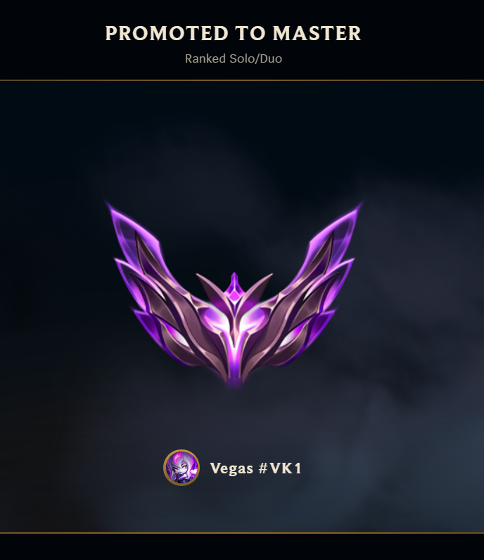 TheProjectVegas's tweet photo. After six years of playing League I've hit the top 1% of ranked players, and I still love and enjoy the game as much as when I first started, It's a good day. https://t.co/qwnAgV3nsv