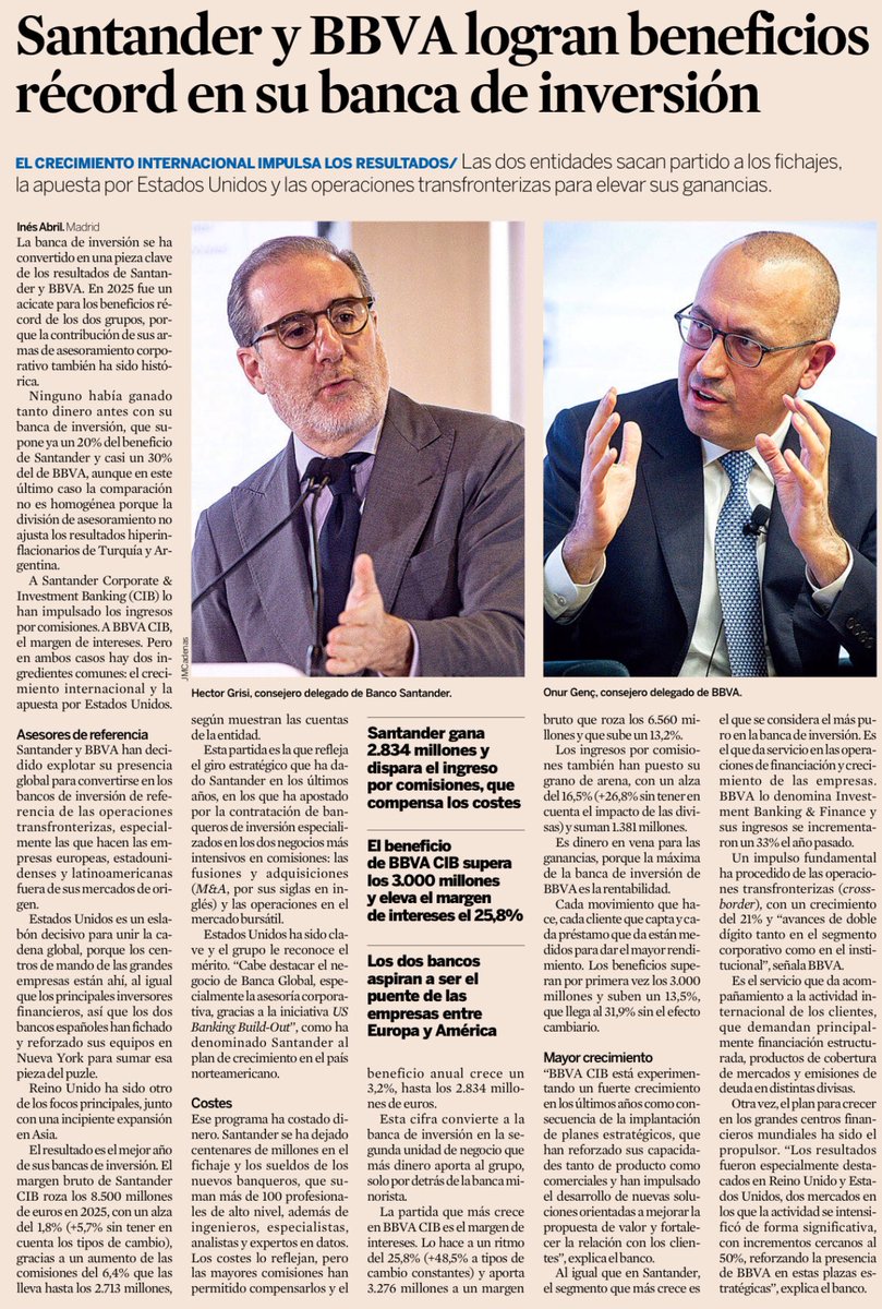 S_MonneyESP's tweet photo. #BancoSantander y @bbva  : beneficios récord en banca de inversión @expansioncom @bancosantander @BBVA_espana https://t.co/9nKXAxmyQF