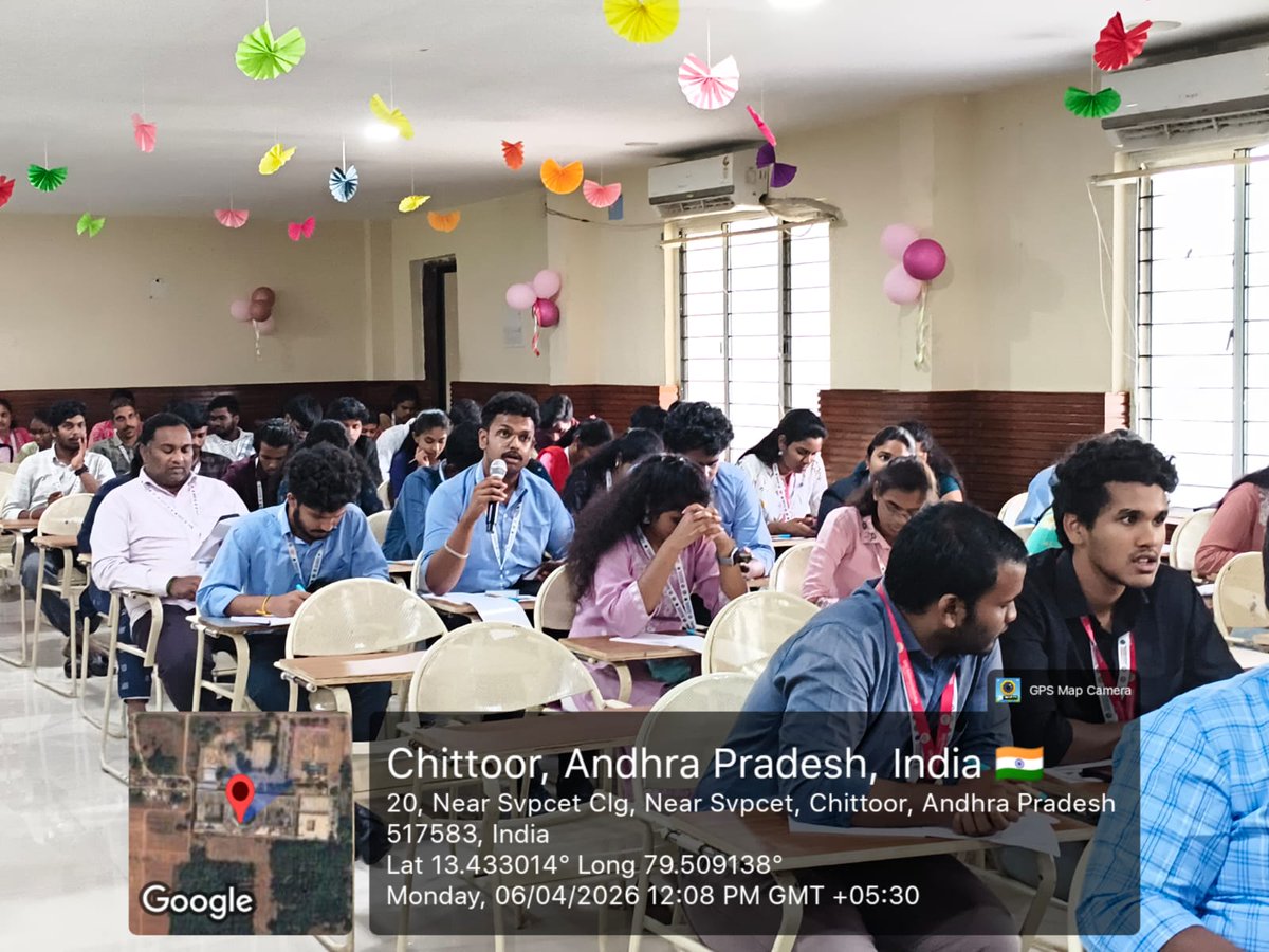 svpcetputtur's tweet photo. 🚀#IDEBootcamp 2026 Day 1 FN #SVPP, Puttur, A.P 

📷Entrepreneurial Mindset by Mr. V. Sree Vatsan   

#AICTE #svpp #svpcet

@narendramodi
@PMOIndia
@EduMinOfIndia
@mhrd_innovation
@dpradhanbjp
@PIBHRD
@SITHARAMtg
@abhayjere
@MS_AICTE
@AICTE_INDIA
@wadhwanif
@pradeepdhage https://t.co/vWE3GBAF9O