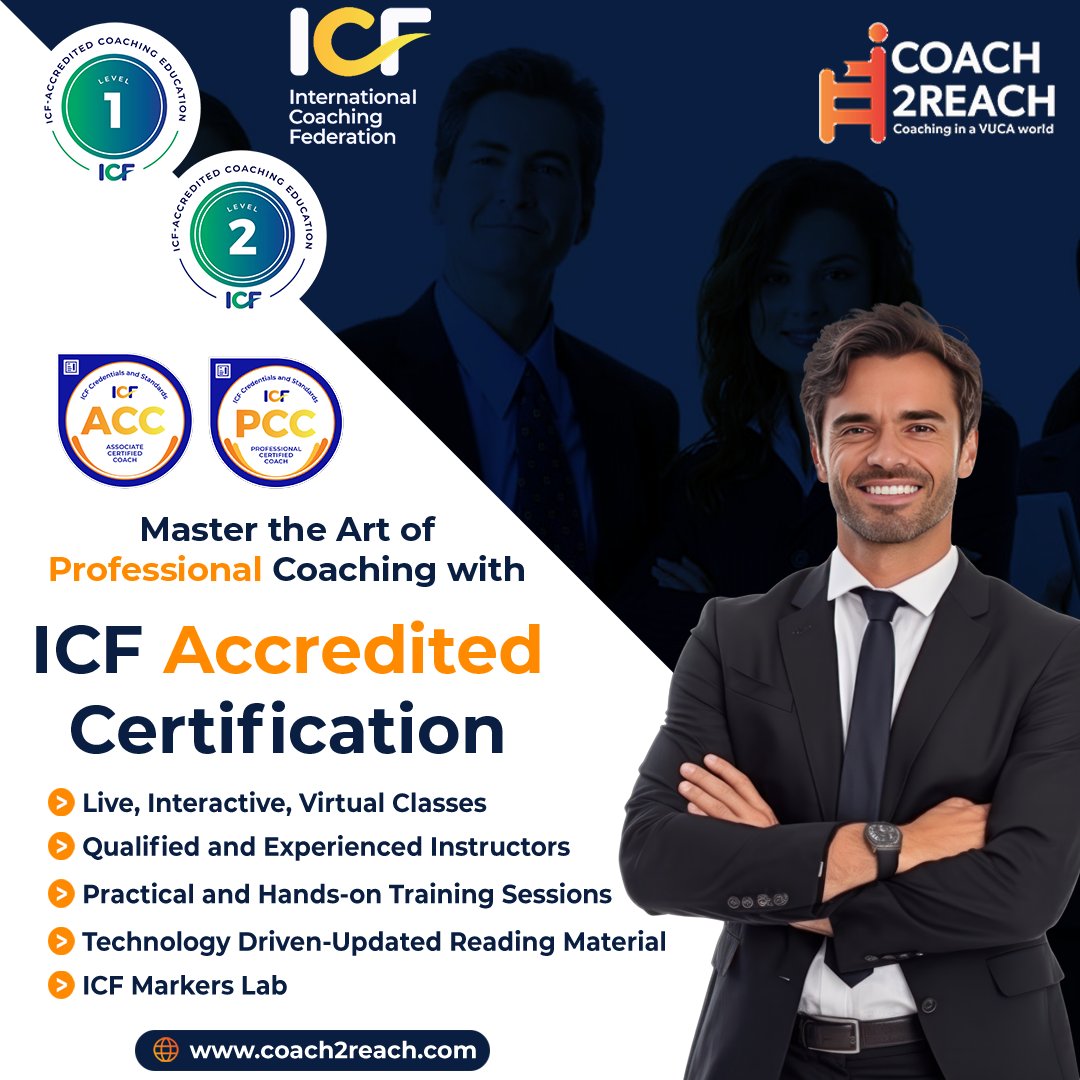Coach2Reach's tweet image. &amp;lt;!--br {mso-data-placement:same-cell;}--&amp;gt;Caption: 🌟 Become a Globally Certified Professional Coach
Advance your coaching career with ICF-accredited programs designed to build strong coaching competencies.

#ICFCoaching #CoachingCertification #ProfessionalCoach #ICFCredential