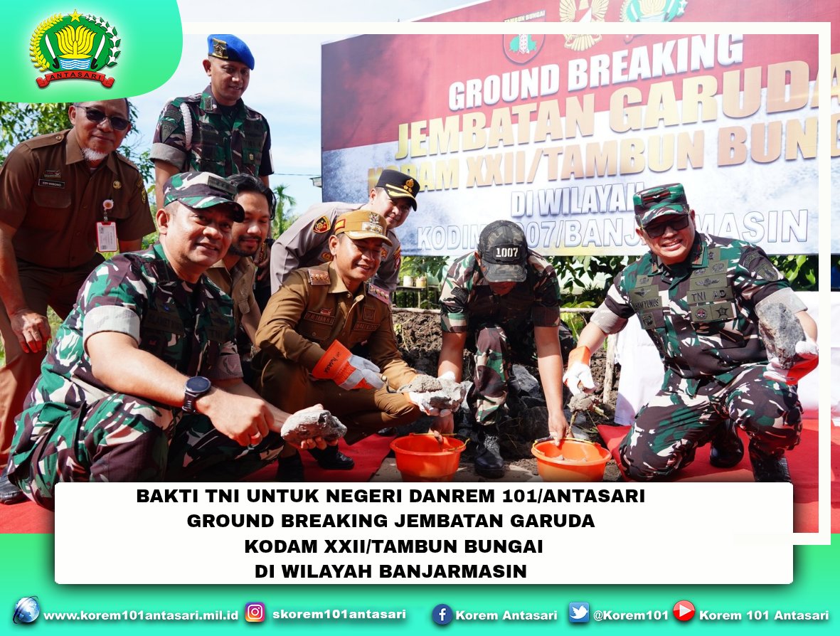 korem101's tweet photo. Bakti TNI untuk Negeri, Danrem 101/Ant : Groundbreaking Pembangunan 16 Jembatan Perintis Garuda Tingkatkan Kesejahteraan Masyarakat. https://t.co/d0uQs1g50c