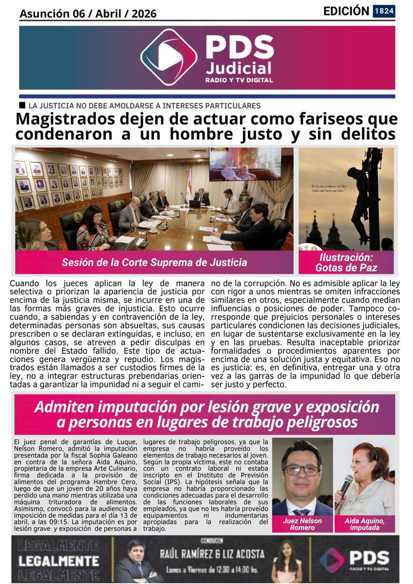 ¡Buenos días!

👇🏻Estos son los principales títulos de la #PortadaDigitalPDS📰

Leé toda la información judicial en: 🔗pdsdigital.com.py

#PDSDigital