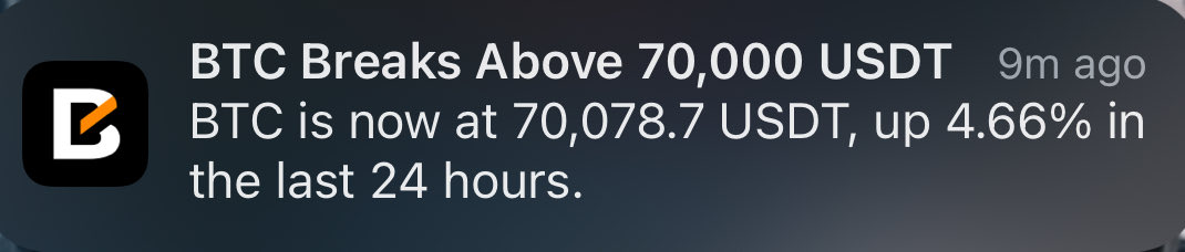 Gm family ☀️ 

Woke up to $70,000 $BTC 

Is the world healing?? 🙏 

Will we have news of a ceasefire today?? 🤔 

Or 

Is Donald Trump about to erase ALL this glorious pump in his speech today?? 👀

One things for sure ✅

We are going to PRINT 🖨️💸

SOO LOCKED IN this week 🔐