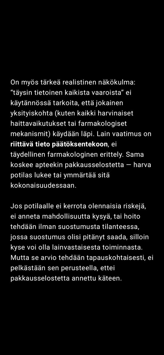 Neutralisti's tweet photo. @hirvelanjuho The system bypassed the law by using the holes in it. I advise everyone to ask for extensive information about the risks etc and record it. They are liable if they don't inform the patient enough. https://t.co/jewOFucNs1