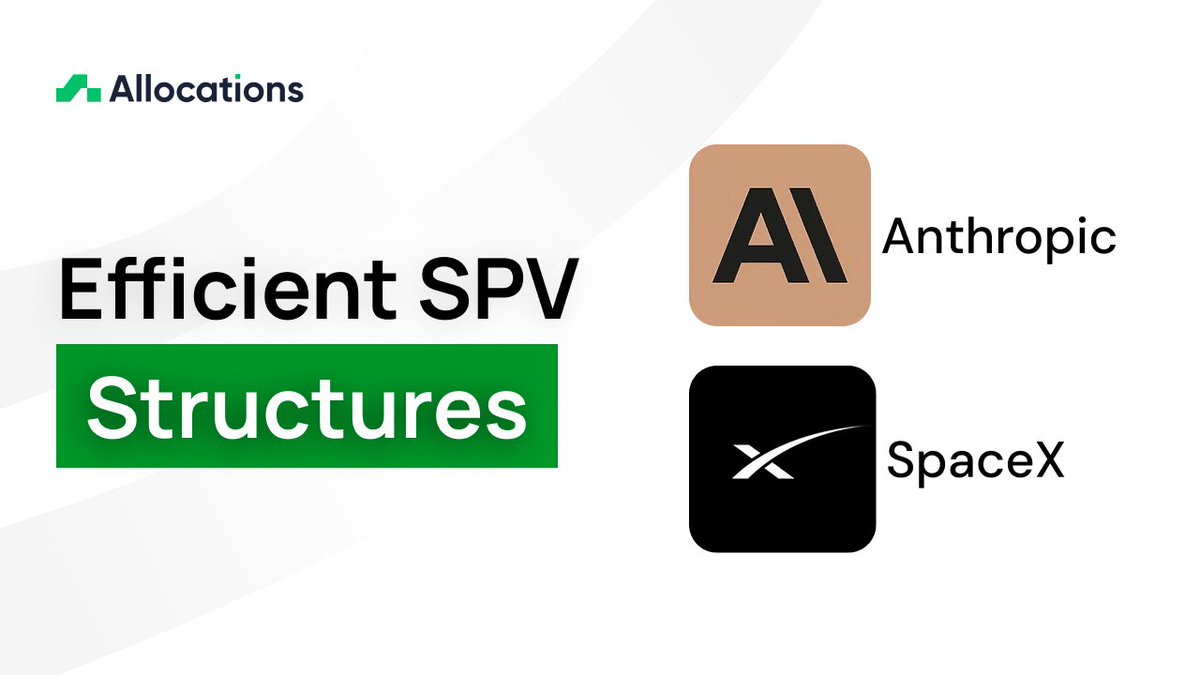 AllocationsInc's tweet photo. Private investments require ongoing filings, tax work, and reporting. Allocations manages all of it so operational expenses stay low and more value flows back to investors.

Take SpaceX shares now trading at ~$800 billion (late 2025 secondary) to $1.4–1.75 trillion+ levels on the secondary/IPO-target market, OpenAI at $852 billion, or Anthropic at $380 billion. 

Our SPVs and secondary options keep things efficient.