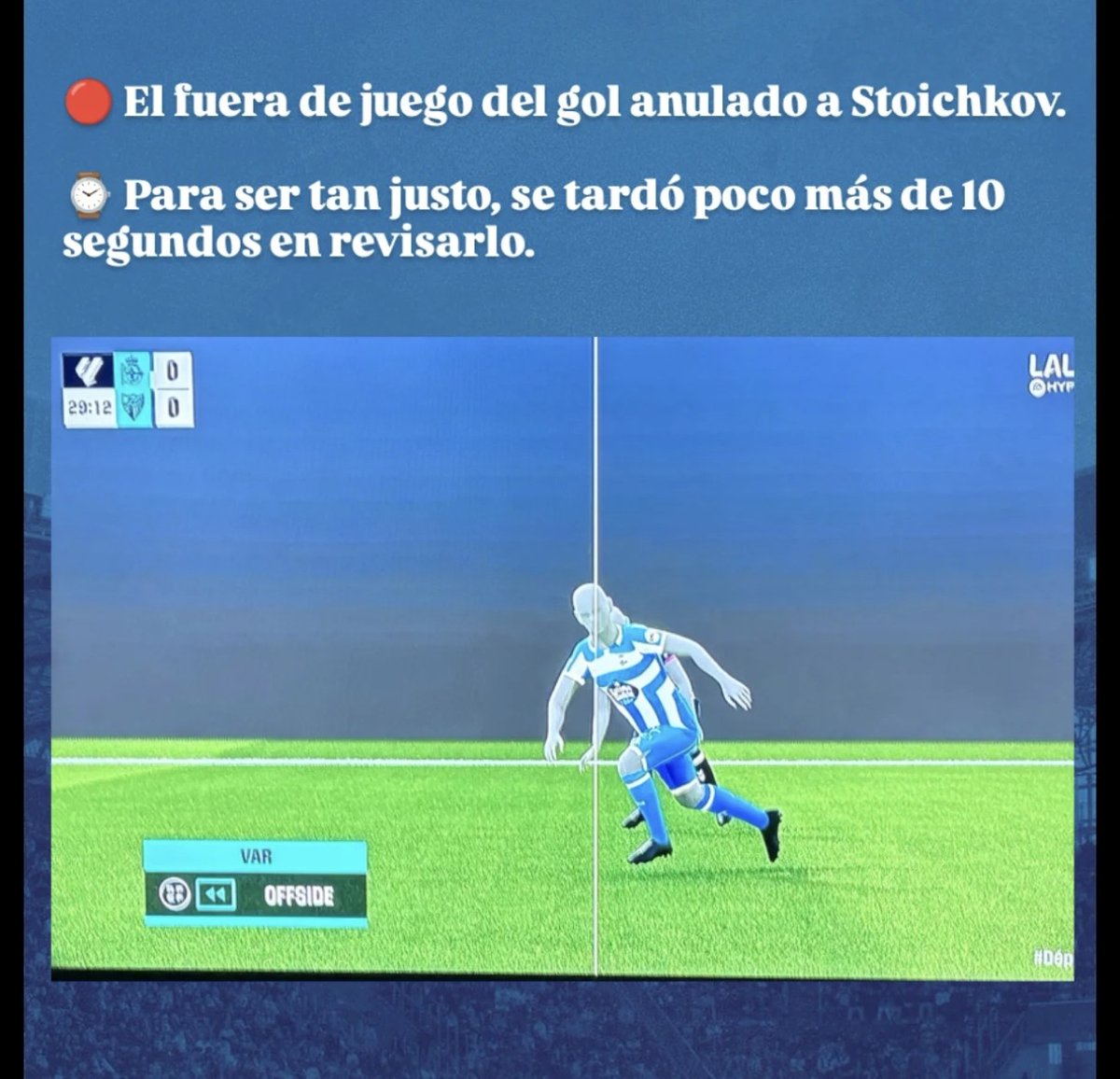 Ihernandez10's tweet photo. Los fuera de juego por milímetros se tarda minutos en decidir salvo que sea en contra del RC Deportivo que se solucionan en segundos. Regla número 1 del CTA. Panda de HDLGP @Tebasjavier @CTARFEF @isaacfouto @LaLiga2 https://t.co/RPiKag6KPE