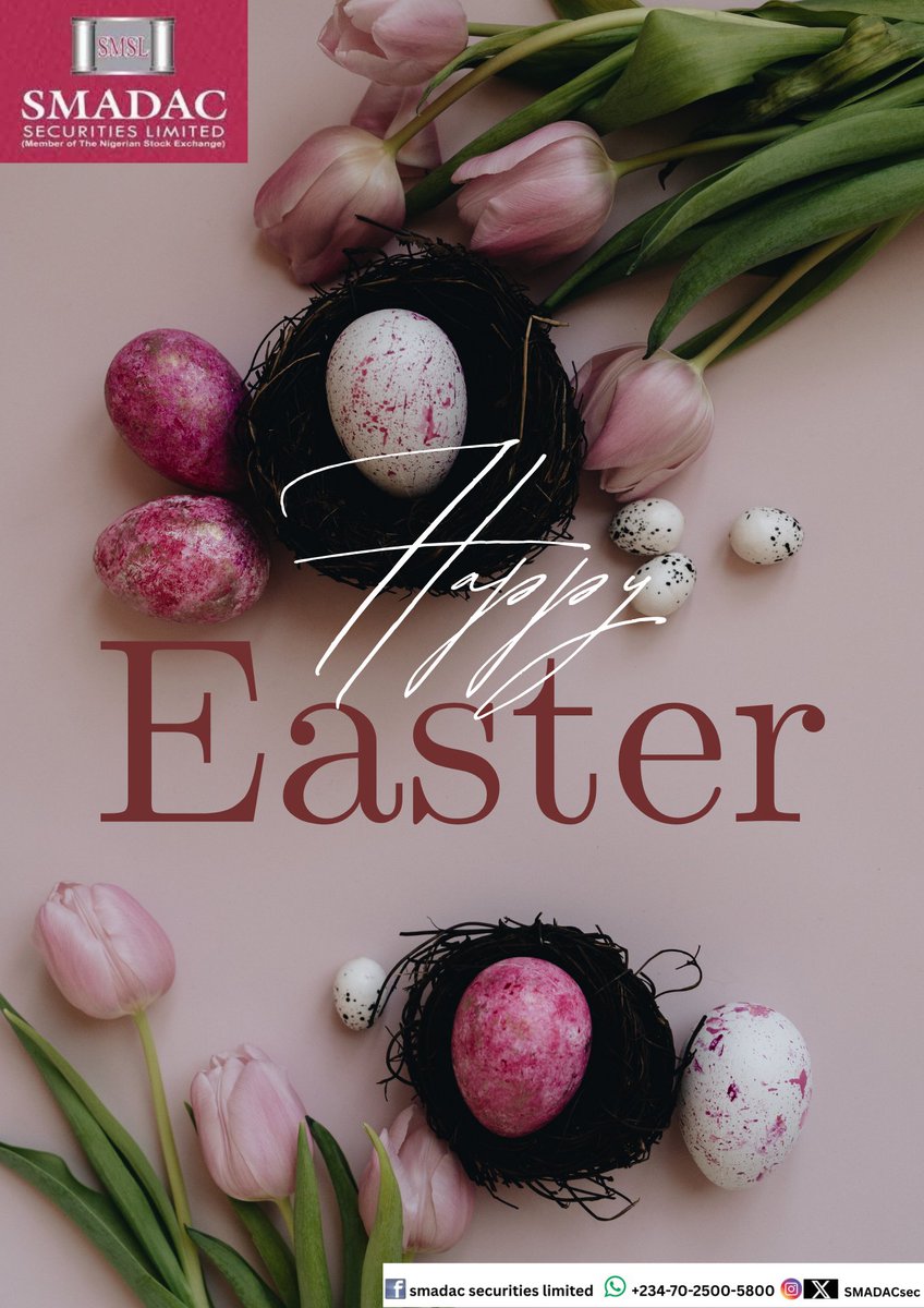 SMADACSec's tweet photo. Happy Easter from all of us at SMADAC Securities Ltd.

May this season bring renewed perspective, steady growth, and new possibilities.
Cheers https://t.co/eyKsAiEjmn