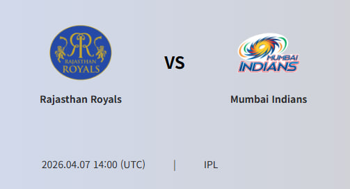 mariocapCh's tweet photo. Rajasthan Royals vs Mumbai Indians

2026-04-07 14:00 UTC

The overall match dynamic suggests a high-scoring encounter, with conditions likely favoring batting, particularly in the second innings where chasing teams...

Read More MARIOCAP TIPSTER
https://t.co/aUhPDFX9Hu https://t.co/2RC3Ac0lTA