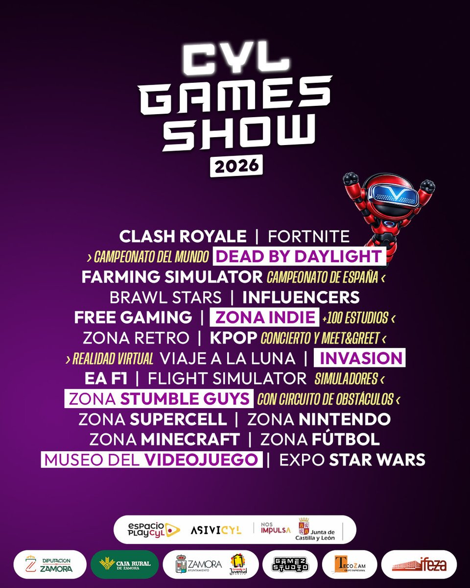 djpanchi1's tweet photo. Arrancamos desde hoy con la ZONA INDIE del @CylGamesShow  2026
🎮🔥 (6-7 junio, IFEZA Zamora)

Queremos reunir a +100 estudios 💥
Si tienes un videojuego, ¡este es tu sitio!

Participación GRATUITA 🙌 y conmigo 
Djpanchi de  “Tú, Yo y el Indie” organizando la zona indie 🫂

🏆 Premio especial al mejor juego, votado por profesionales del sector

📩 Escríbeme a  Djpanchi@tuyoyelindie.com