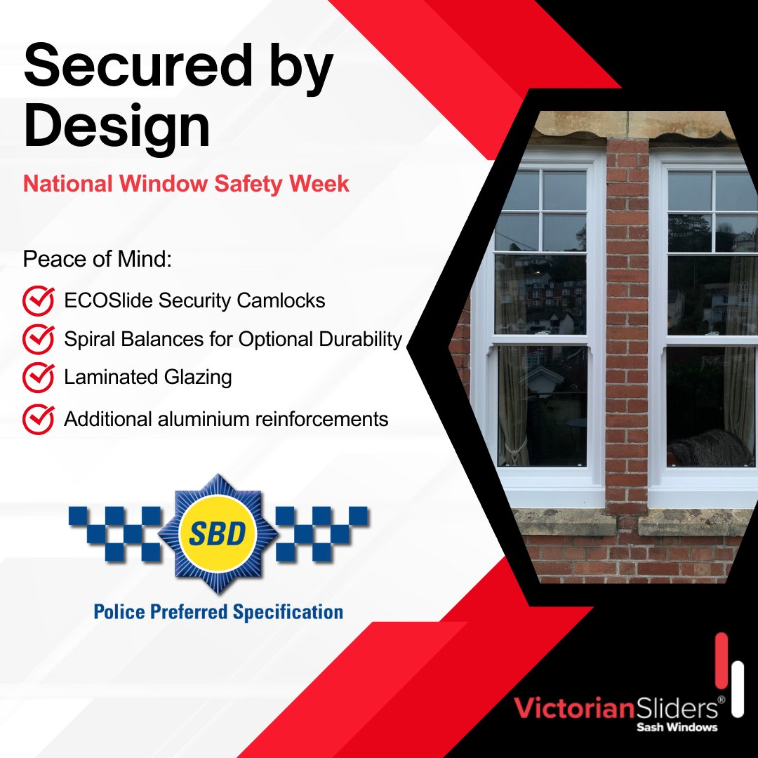 VictorianSlider's tweet image. Did you know our ECOSlide® sash windows are accredited with Secured by Design? That means they meet official police-backed standards focused on reducing crime and keeping homes safer.

#NationalWindowSafetyWeek #HomeSecurity #SecuredByDesign #ECOSlide #VictorianSliders