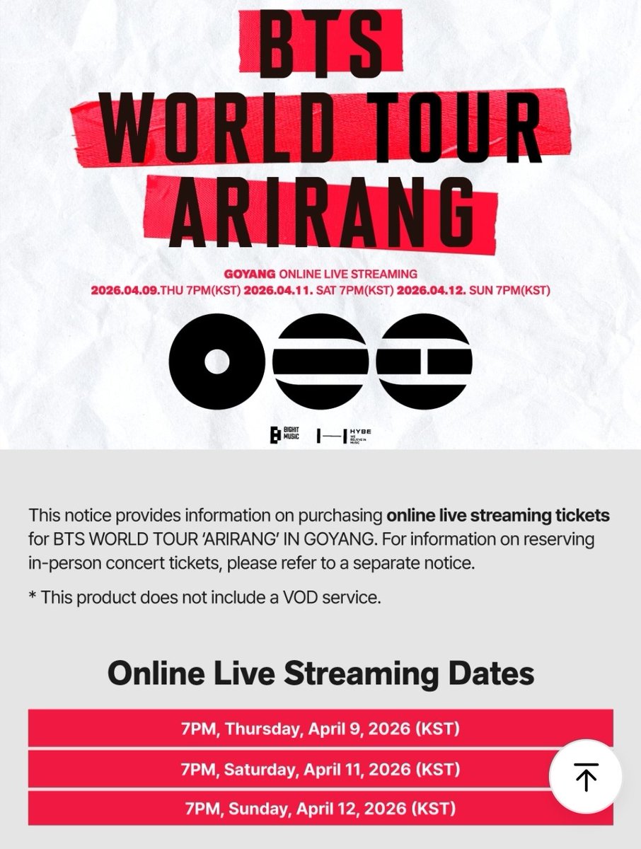 boralifegoeson's tweet photo. ✨ QUICK ARIRANG IN GOYANG ONLINE LIVE STREAMING GA ✨

💝 1 Goyang Online Live Streaming One-Day-Pass of choice (Apr 9/11/12)

🫟 Rules [Please read carefully 💕] 
 ⭐️ One winner (ARMY/OT7 only) 
 ⭐️ RT & Reply (Do not forget! 🫰)
 ⭐️ Following *NOT* mandatory 
 ⭐️ Must be willing to share their WV account details for me to log in and purchase the online ticket 
 ⭐️ ONLY ONE ENTRY ALLOWED!
 ⭐️ Show me fresh proof of streaming Arirang t2b and the SWIM and 2.0 MVs (at least timestamped and easily comprehensive)

☝️I've noticed a decrease in followers these past few days. As following my account isn't mandatory to enter my GAs, please refrain from following my account if you're not interested in being moots.
I've said it a few times before: I don't do GAs for clout, but because it makes me happy to make even just a few ARMYs happy.

☝️For fairness reasons, please consider not joining if you already have tickets for Goyang online, at the theater, or on-site.

GOOD LUCK, MY PURPLE SPARKLES! ✨️🍀💜

📆 Until Apr 7 • 23:00 CET/GMT+1 
      [Apr 8 • 6 AM KST]