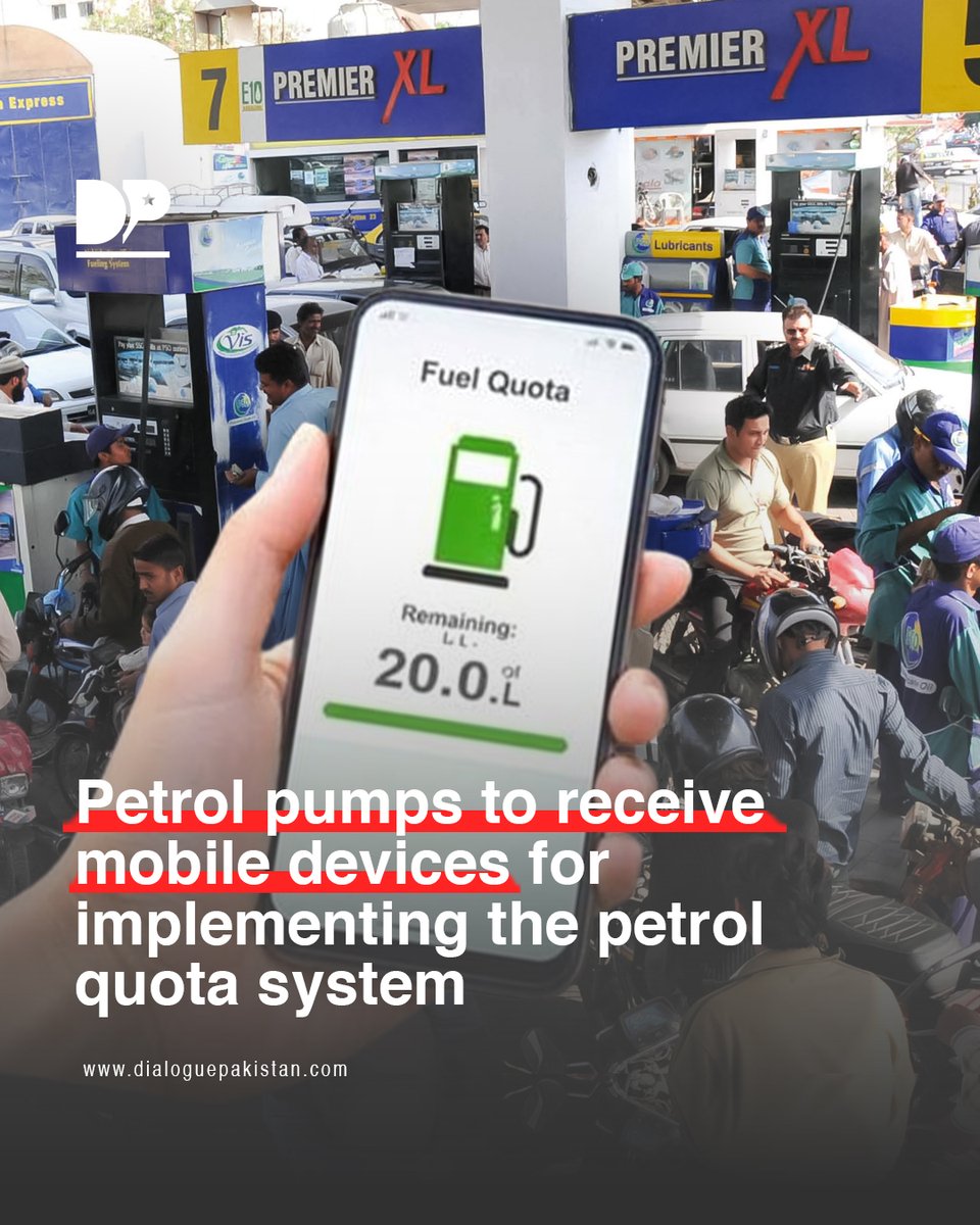 DialoguePak's tweet photo. Petrol pumps to receive mobile devices for implementing the petrol quota system.

#DialoguePakistan #Petrol #Pumps #Receive #Mobile #Devices #Implementing #Quota #System https://t.co/cOed8NqX0R