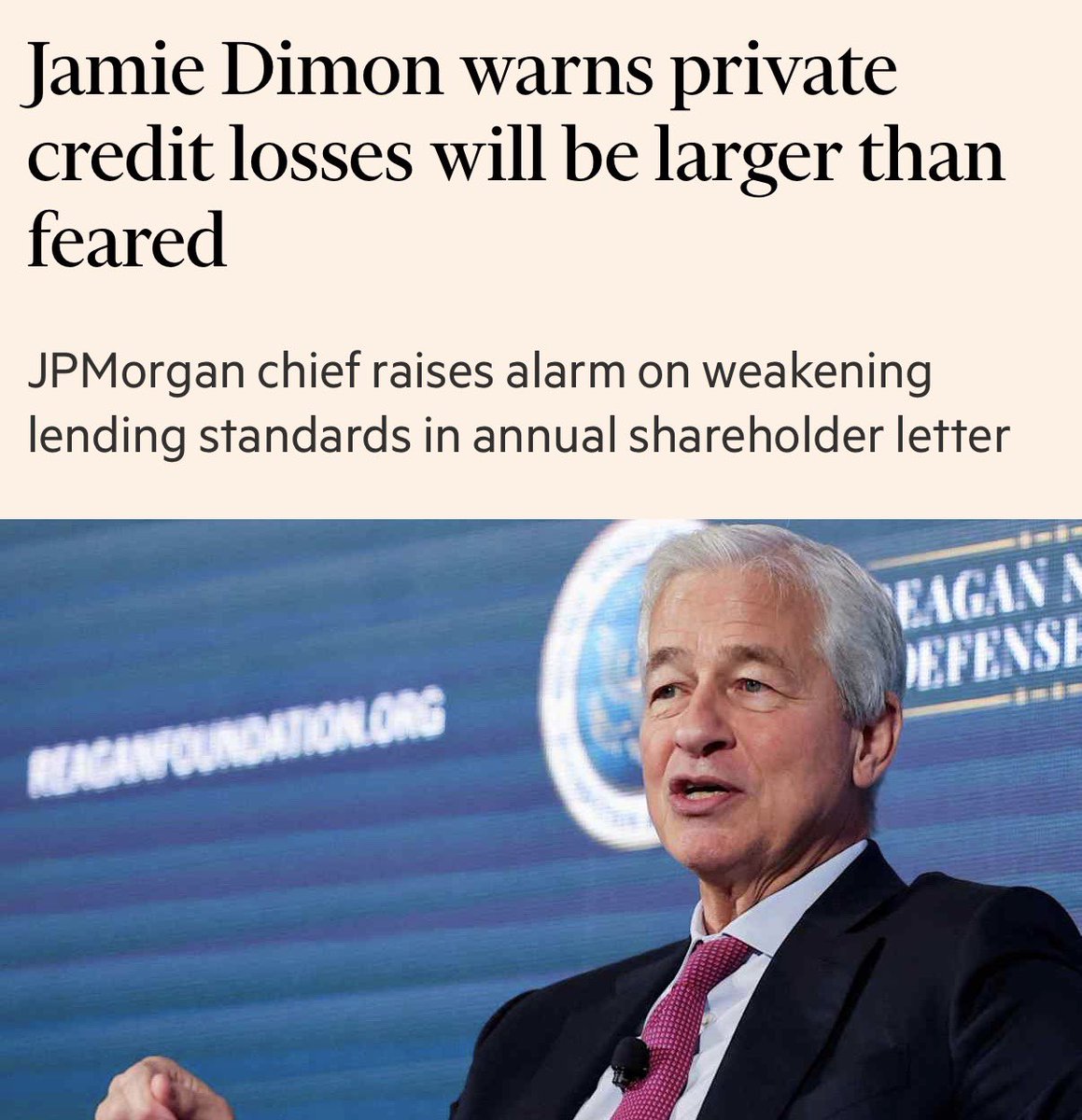 Jamie Dimon özel krediler konusunda tekrar uyardı, kayıplar korkulandan büyük olacak diyor - FT