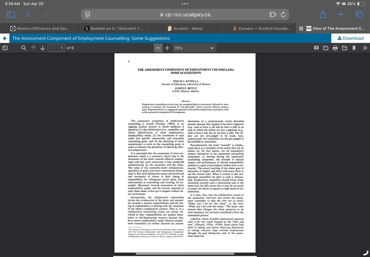 Bamelin's tweet image. In SignalCraft the continuity phrases in our Natural Language Scaffolds are just the 7-step ACEC diagnostic loop from Patsula/Boyle (1981) turned into executable Python ATS/AST. 

This is operationalized Peavy sociodynamic counselling as AI supervisory geometry.