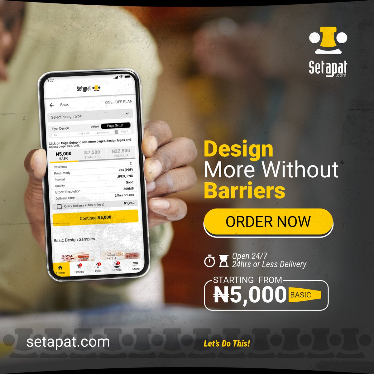 Design More Without Barriers

We’re building a future where brand-tailored quality design is fast, accessible, and affordable for everyone. 

Order Now - setapat.com

#Setapat #DesignInnovation #QualityDesign #AccessibleDesign  #DesignForAll #FutureOfDesign