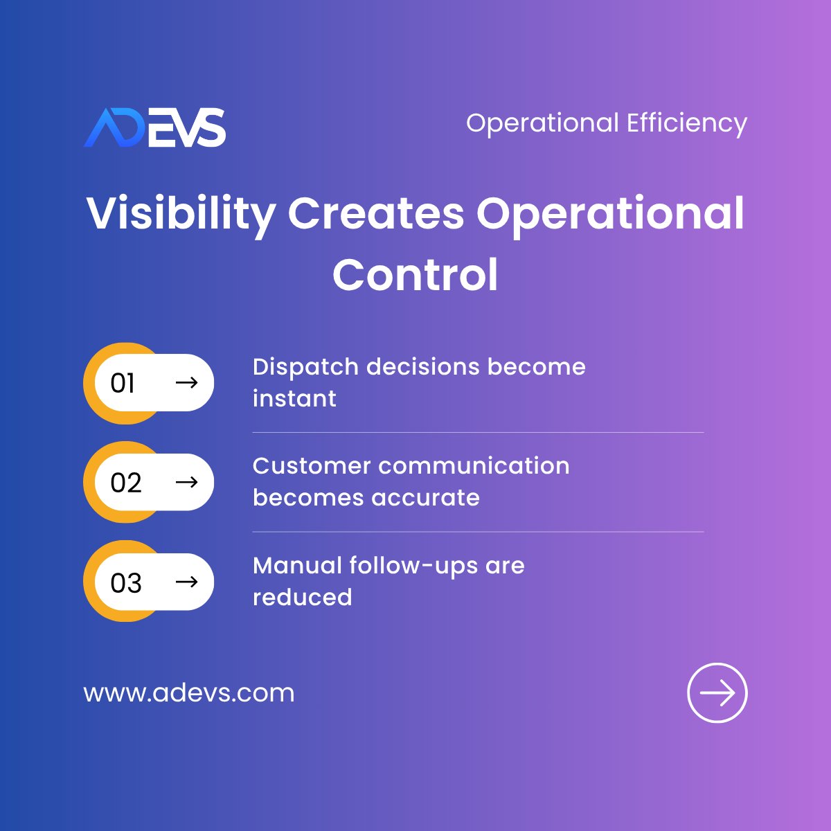 adevsinc's tweet photo. The fix is simple
Real-time visibility changes everything β
#Logistics #Operations #SupplyChain #SystemThinking #TechInLogistics #ADEVS https://t.co/TCt2Spkpgi