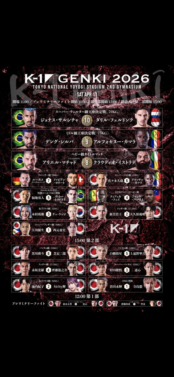 NAOKI1122397's tweet photo. 試合順決定🔥
第1試合目ですが注目して欲しいです‼️
必ず圧勝劇魅せます👊🏻
力強く心強い応援お願いします🔥 https://t.co/bx023mMhNO
