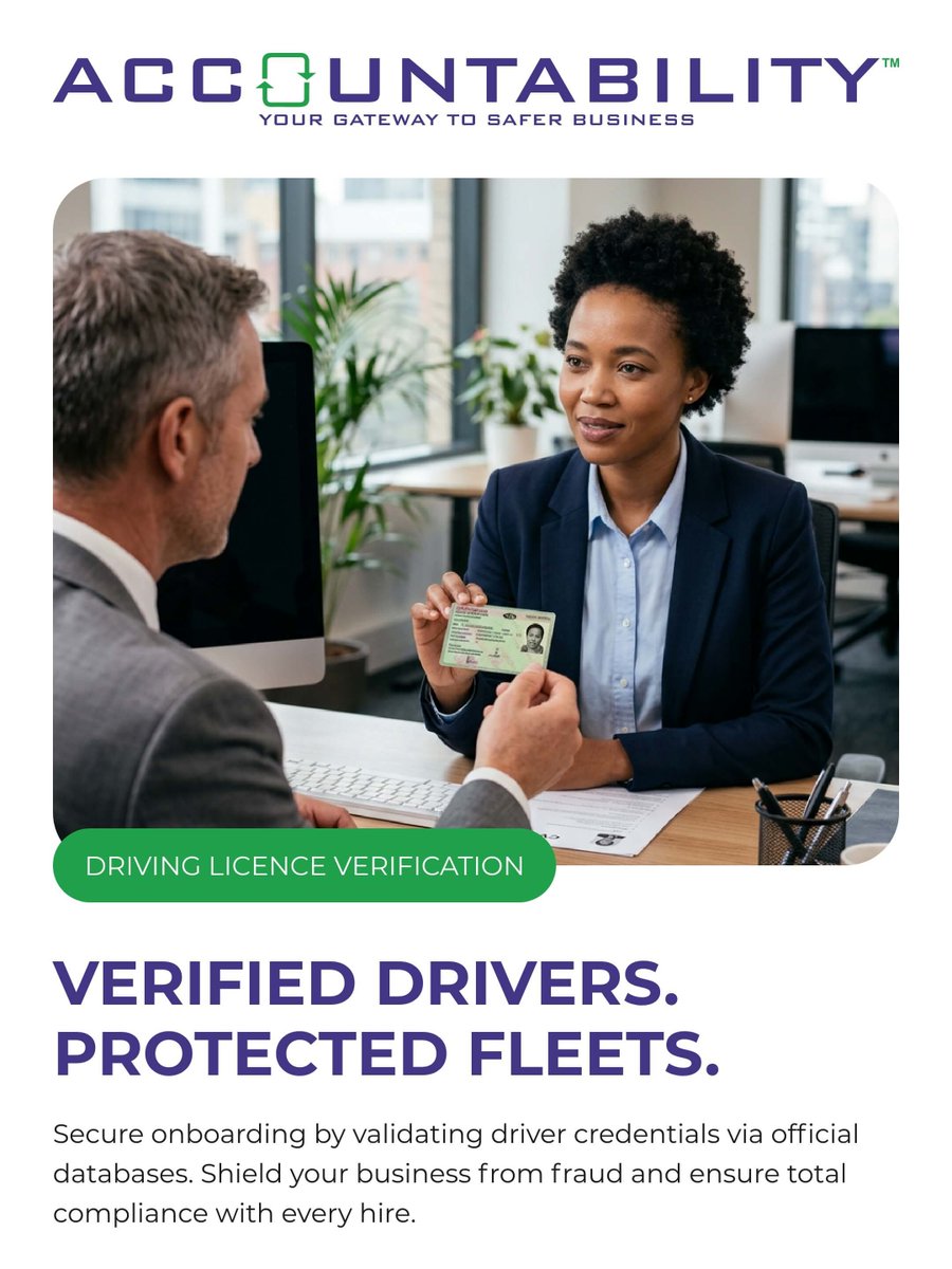 An Unverified Licence is a Liability Waiting to Happen

Don’t wait for an incident to expose hidden risks. Protect your fleet with trusted verification.

Become a Member today.
bit.ly/40R4WvZ