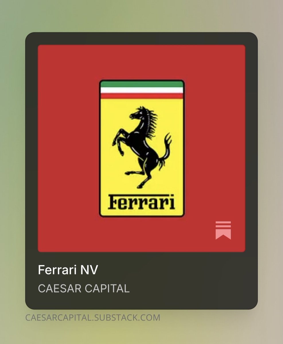La Tesis de Inversión de Ferrari $RACE ya está disponible en mi S*ubstack. 

Ferrari NV: Camino a la electrificación ⚡

¡No te la puedes perder! 😉

Te dejo el enlace a la publicación aquí abajo, en el siguiente post 🔗⬇️