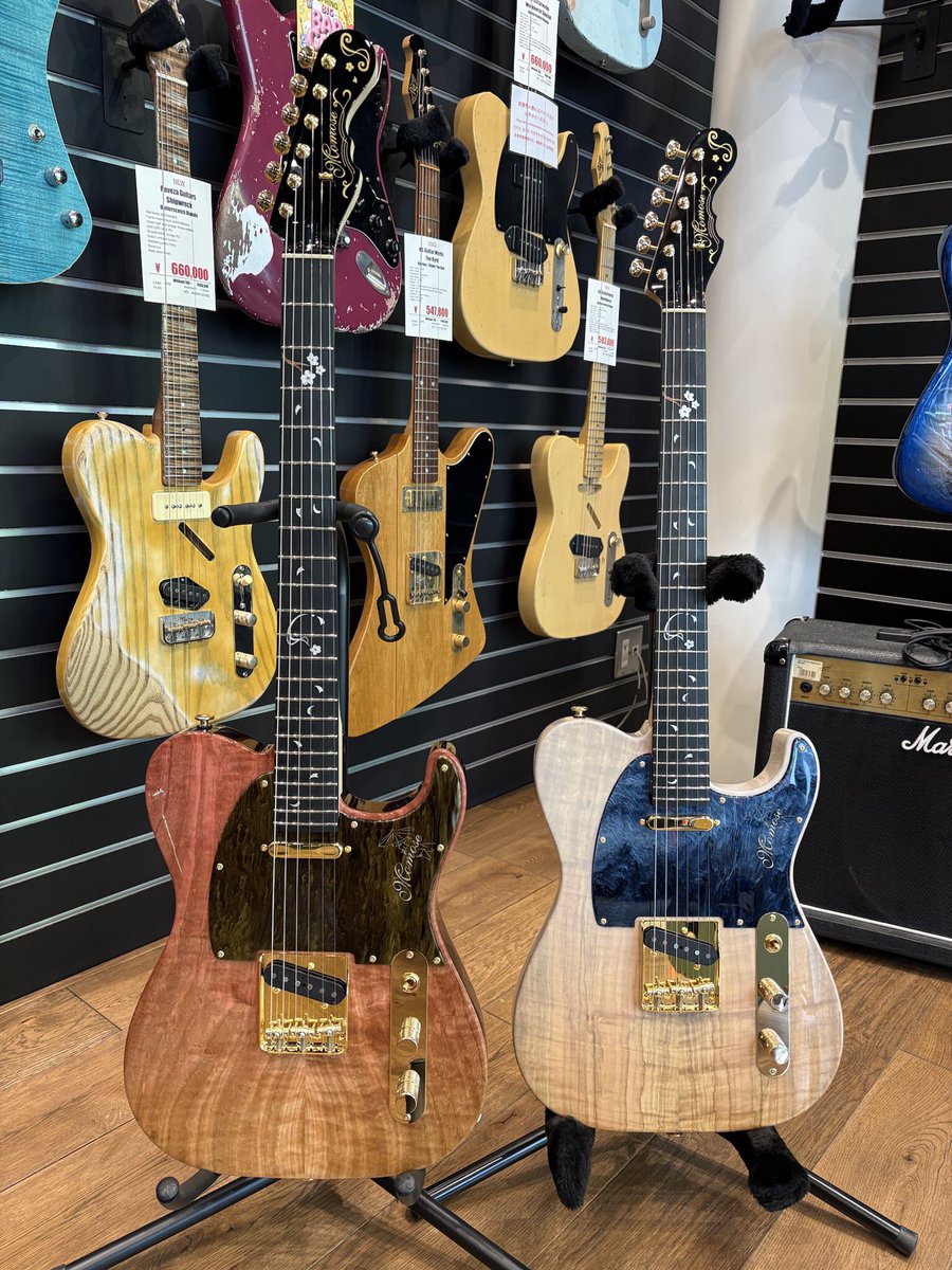 mikiame's tweet image. 桜が咲く4月にぴったりな
momoseテレタイプ2機をご紹介！

ボディトップ材に桜を使用しており指板にはサクラのインレイが！🌸
桜が満開です✨

商品ページはこちらです🔽
E FZR-G H #22249
mikigakki.com/shop/g/gAME203…
E EQS SKR-G K #22241
…

#momose #guitar #amemura