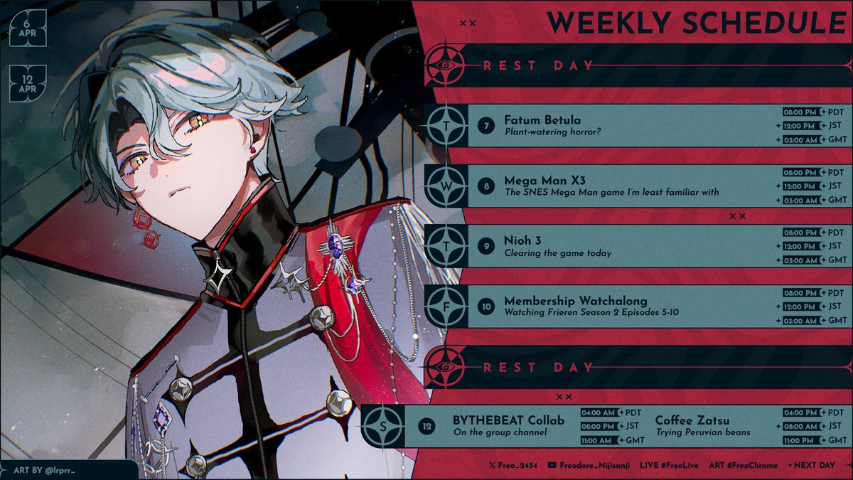 Weekly Schedule (4/5 - 4/12)
Illustration by @/lrprr_
