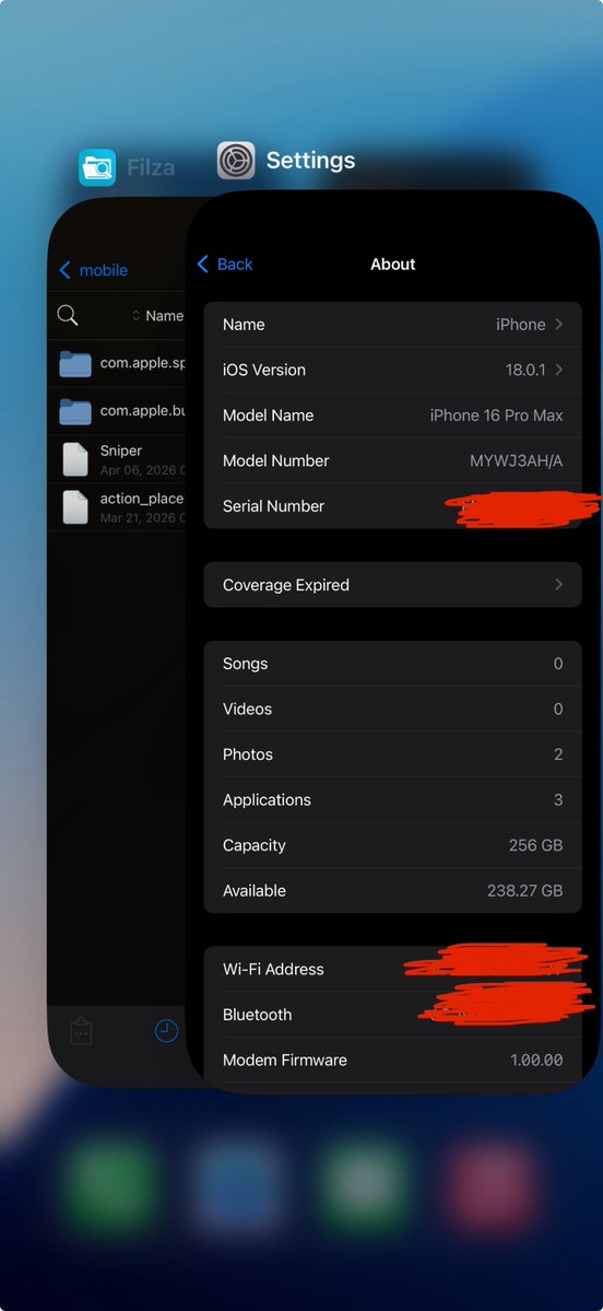 DNS_Sys's tweet image. It is now working well on my device
iPhone 16 Pro Max 18.0.1

🫡🌹
#Filza #ios18 #jailbreak