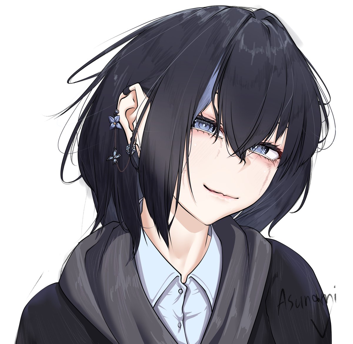 ふんわり髪とピアス