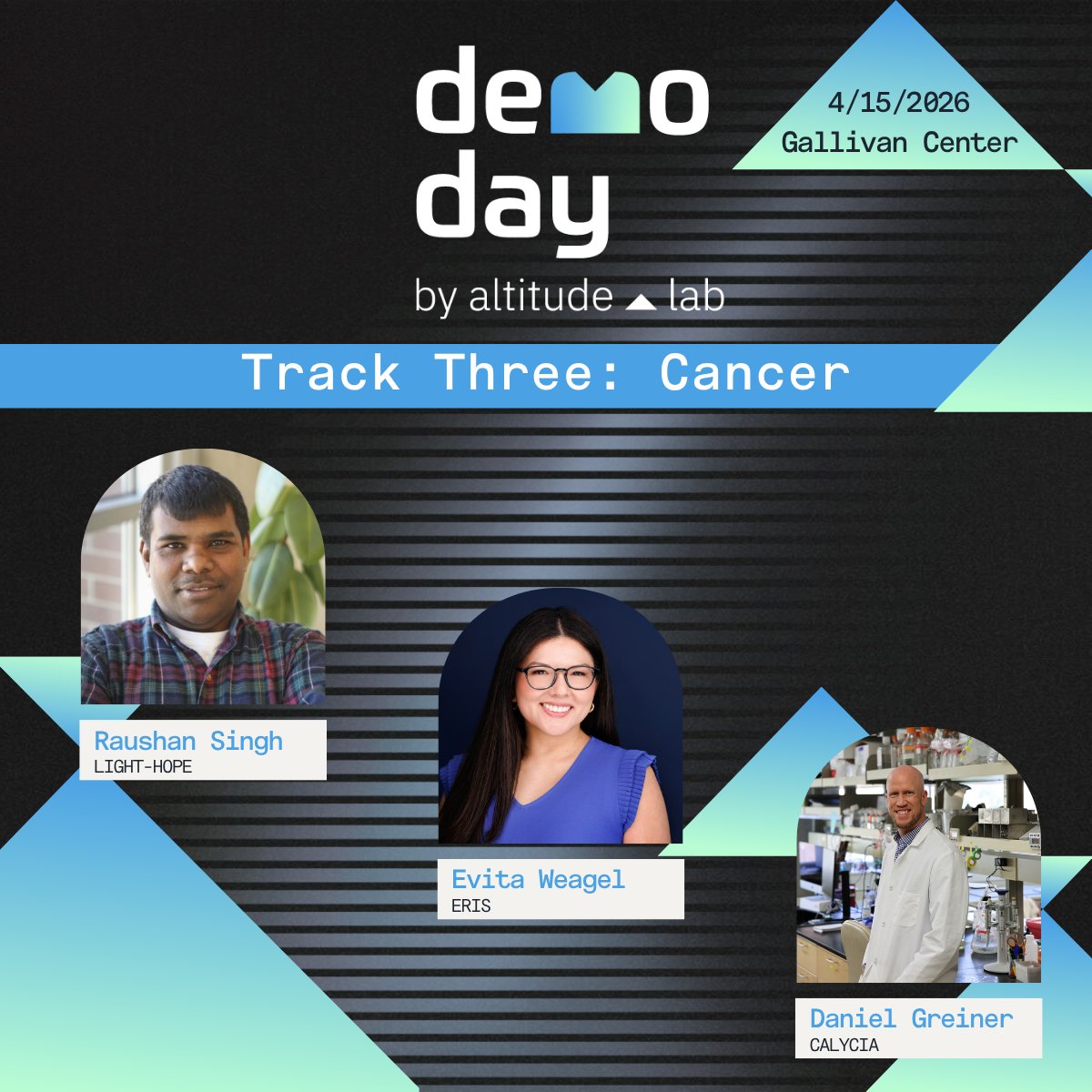 AltitudeLab's tweet photo. Early Cancer Detection. Hypoxia-Activated Prodrugs. Macrophage Engineering. 

Meet Track Three: Cancer 

Register: https://t.co/16SY0U8Lr9 

#utahbio #lifesciences #startups #biotech https://t.co/bgpOgG5SMR
